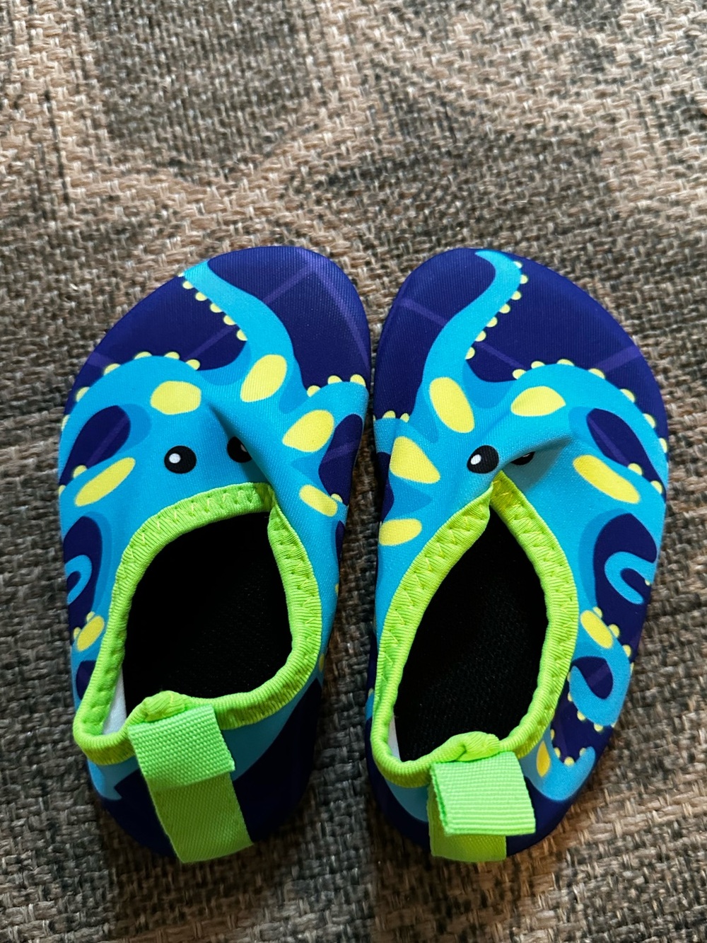 Kids Blue Octopus Water Shoes with Neon Green Trim